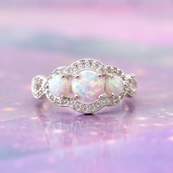 Opal ring, size 7, 925 Sterling Silver Charmed Aroma - Picture 6 of 6